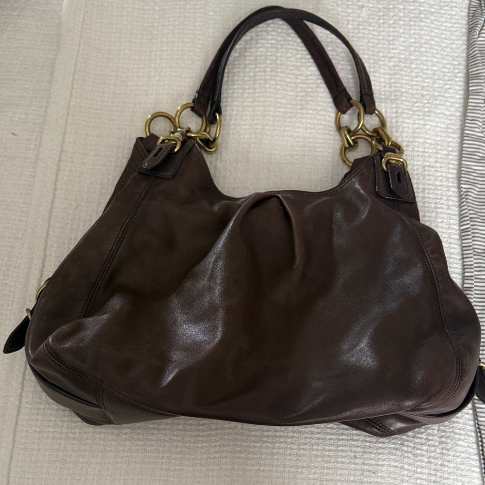 Elegant Coach Maggie Brown Leather Women's Bag